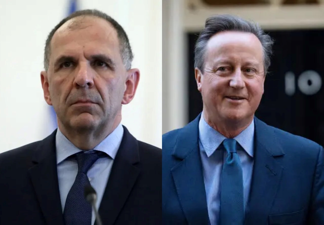 UK Foreign Sec’t Cameron Meets With Greek FM Gerapetritis in Brussels a Day after Sunak Snub