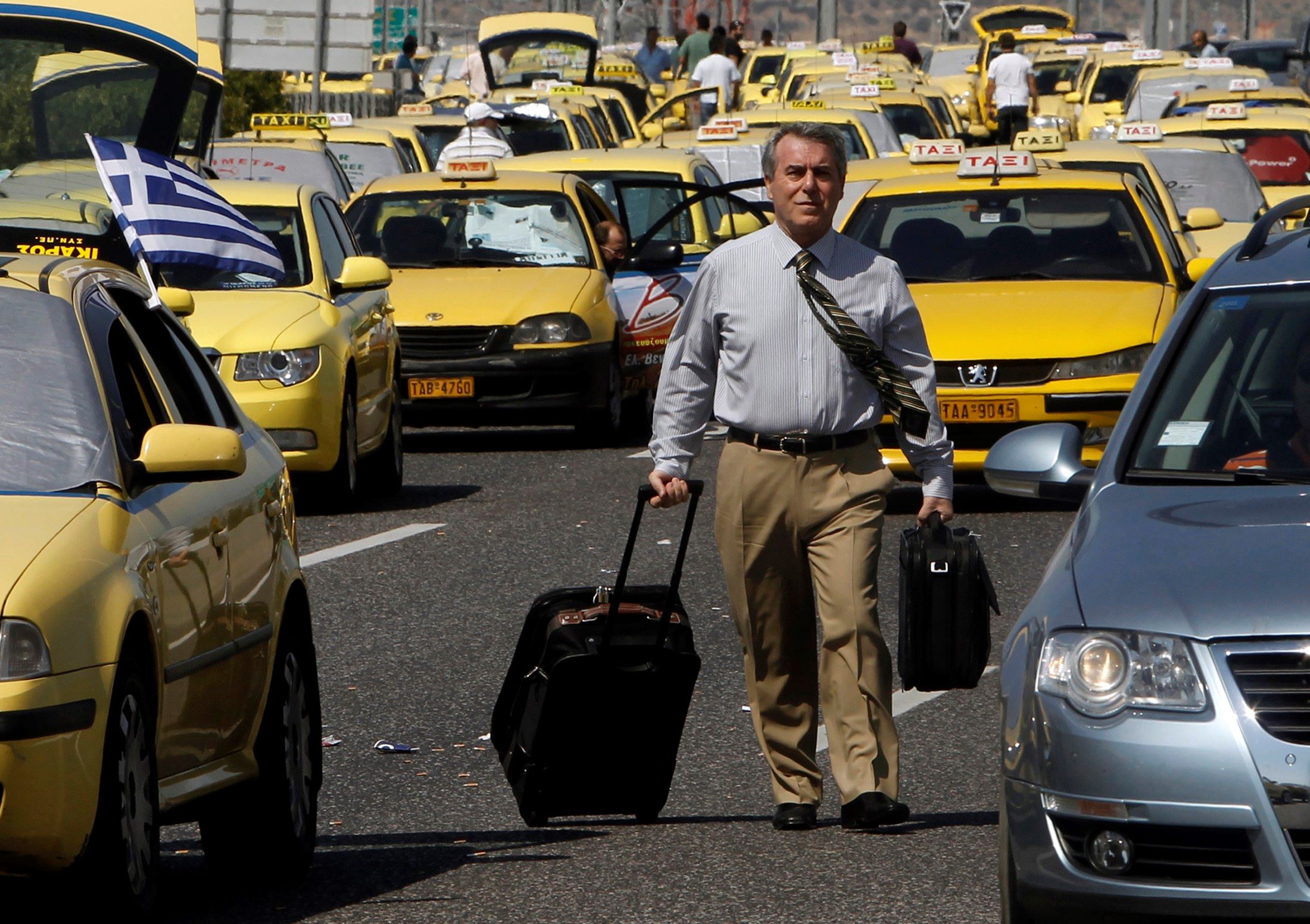 Taxi Strike and Protest in Athens on Proposed Tax Legislation