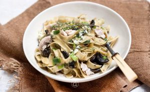 Mushroom and Roquefort Fettuccine
