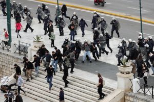 Limited Clashes Between Rioters and Police at Athens Strike Rally