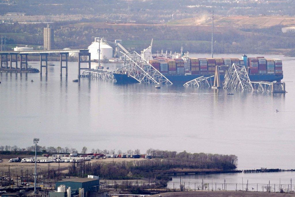 Key Baltimore Bridge Collapses After Being Hit by Cargo Ship, Six Missing