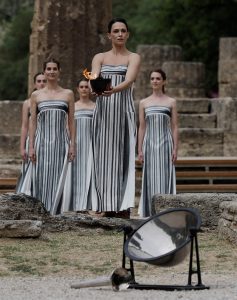 Olympic Flame for Paris 2024 Lit in Symbolic Ceremony in Ancient Olympia
