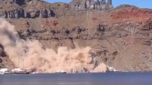 Landslide on Small Isle Next to Santorini Captured on Video