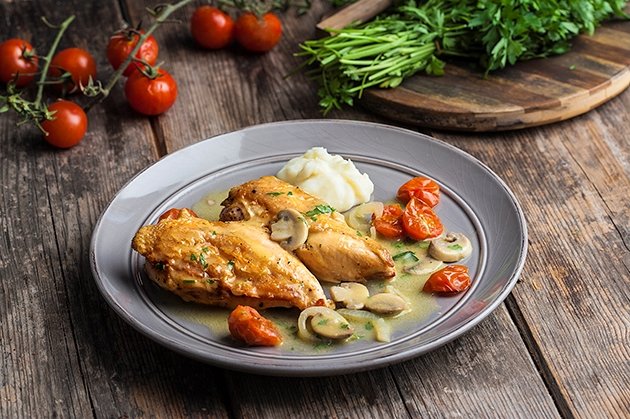 Chicken Fillet with Mustard and Mushroom Sauce