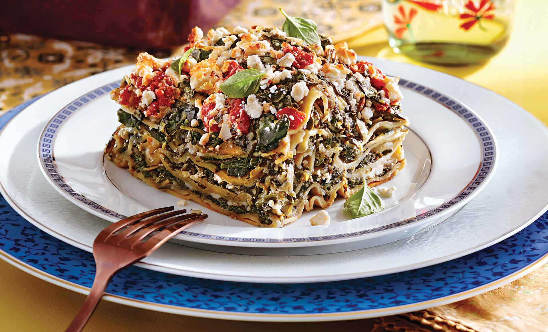 Spinach Lasagna with Feta and Sun-Dried Tomatoes