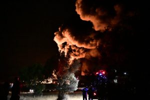 Plastics Factory Burns Down West of Athens; Civil Defense Alert