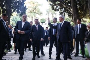 Tensions and Tribute Mark Greek Democracy Anniversary at Presidential Mansion