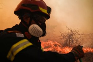 Spate of Wildfires in Windswept Southern Greece on Fri.