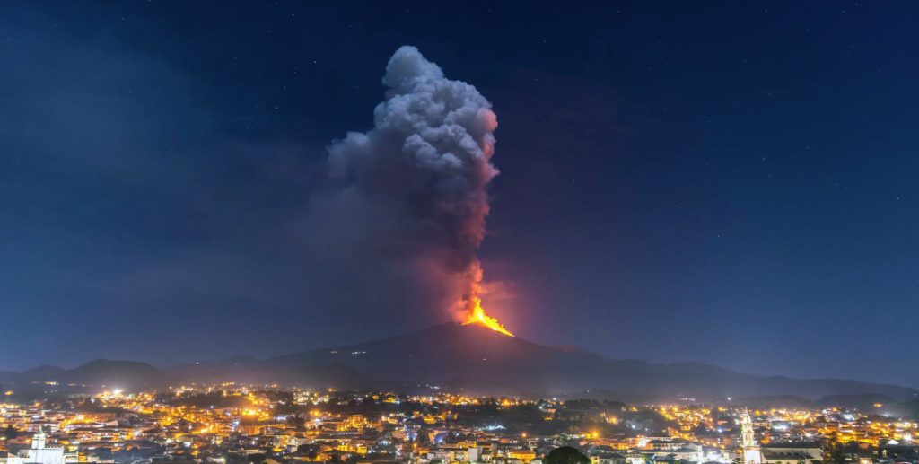 Major Wildfire Rages at Mount Vesuvius as Mount Etna Erupts Again