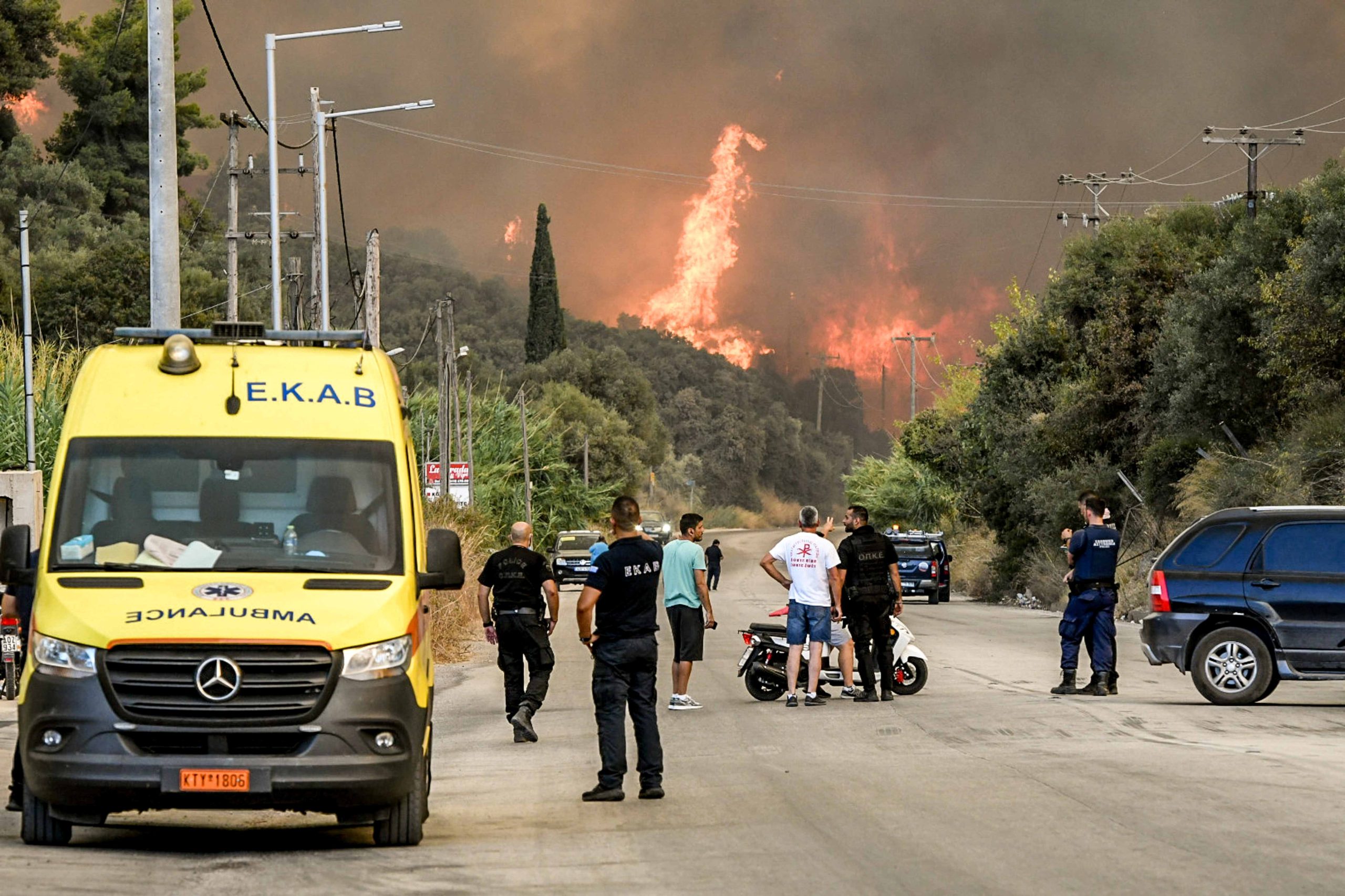 Destructive Wildfires Still Raging Near Patras; Chios Island
