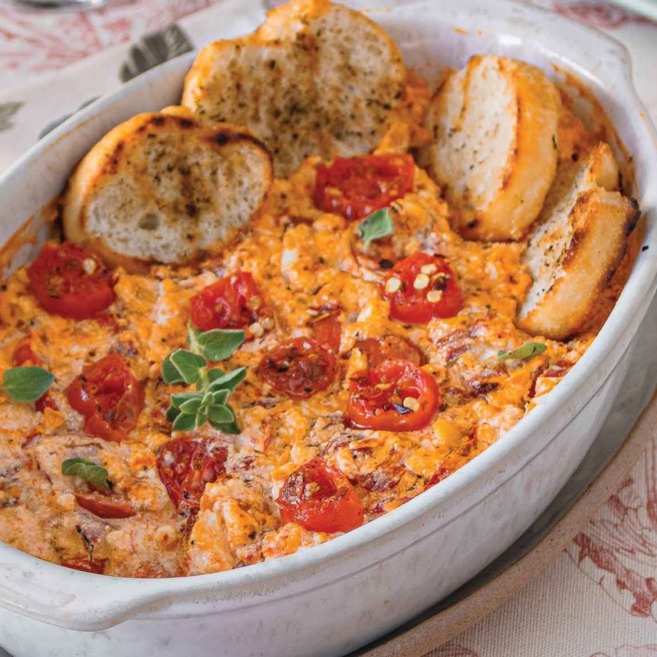 Baked Feta with Tomatoes and Peppers