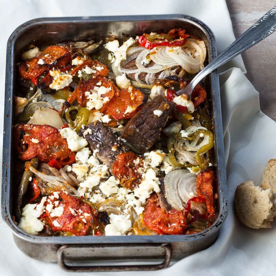 Baked Beef with Vegetables and Feta