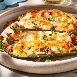 Zucchini with Ground Beef and Yogurt Béchamel