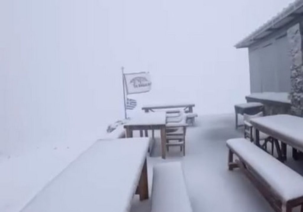 First Snow of the Season Blankets Mount Olympus Peaks