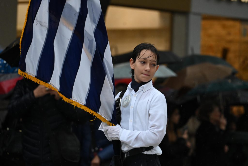 Students March in Thessaloniki Amid Heavy Rain on October 28