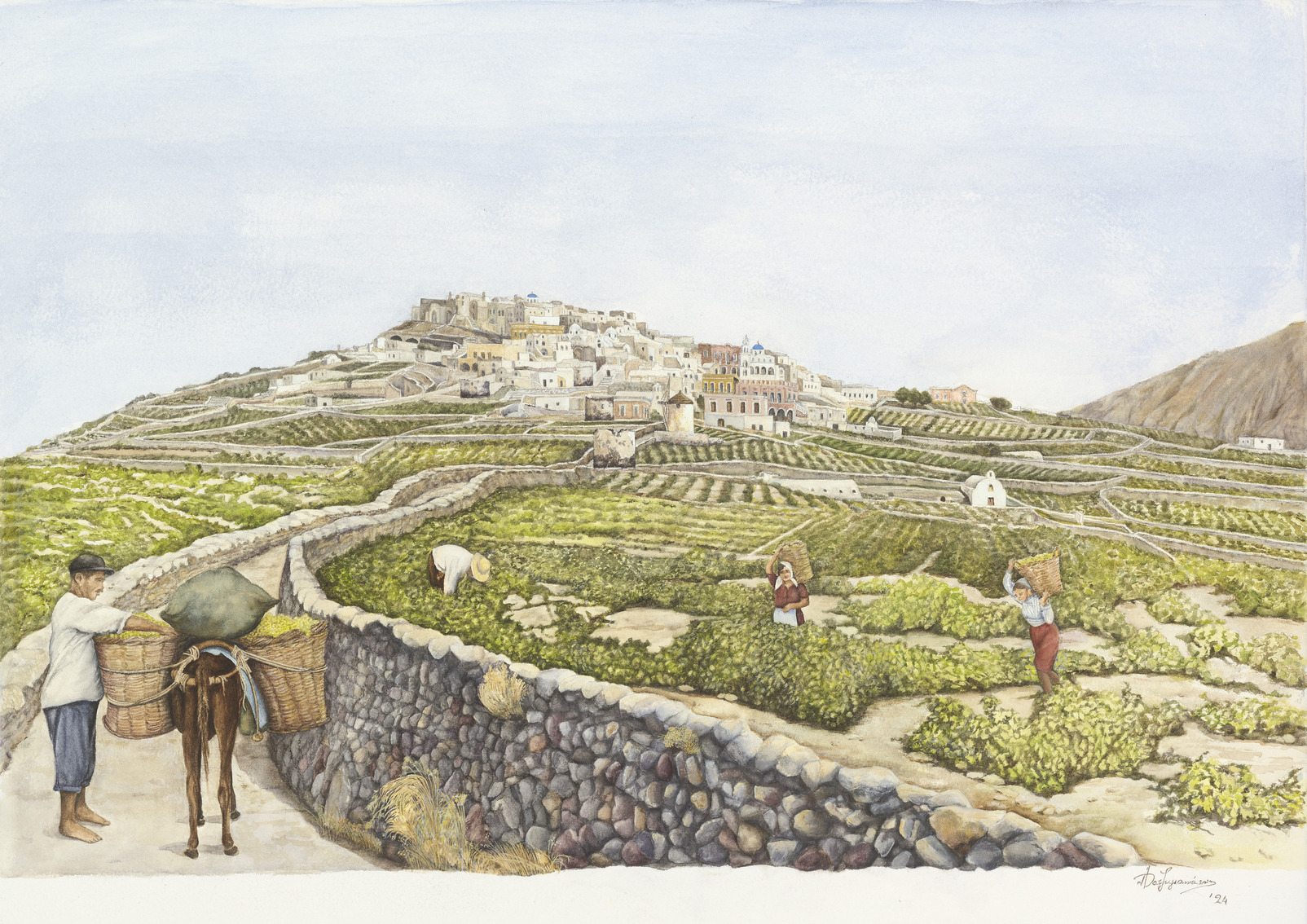 Santorini’s Ancient Rituals Come Alive in Artemis Chatzigiannaki’s Watercolors