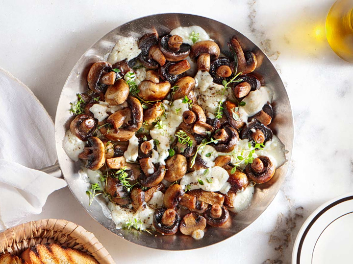 Pan-Seared Portobello Mushrooms with Mozzarella
