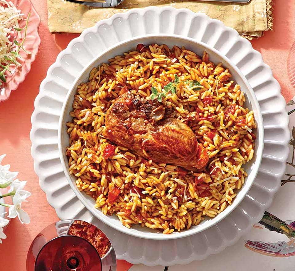 Greek Baked Orzo with Goat (Giouvetsaki) & Kefalotyri Cheese