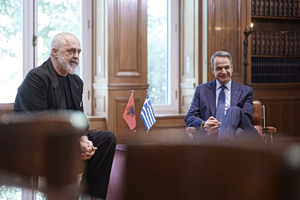 Albania’s PM Edi Rama Jokes About Outfit During Meeting With Mitsotakis