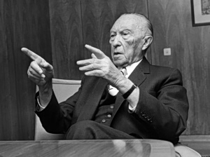 Former German Chancellor Konrad Adenauer gestures in December 1965. (AP Photo/Heinrich Sanden jr.)