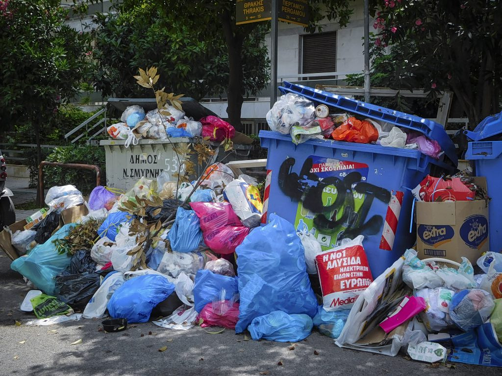 Coffins, Boats and Medical Waste Dumped on Greek Streets