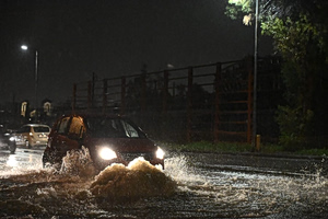 Storm Floods Roads in Northern Greece After Heavy Rainfall