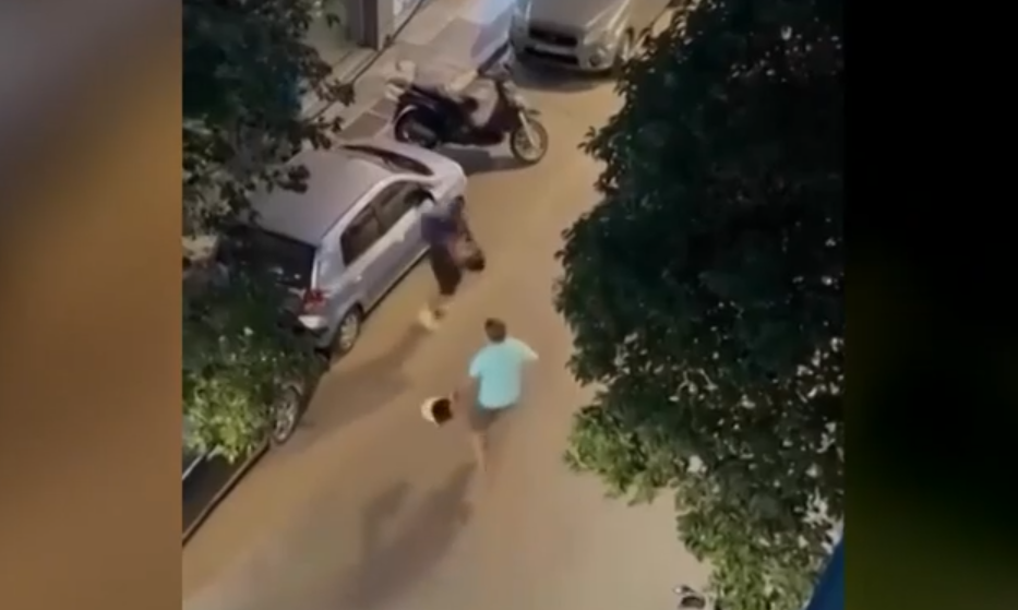 Motorcycle Riders Fight at Athens Railway Crossing