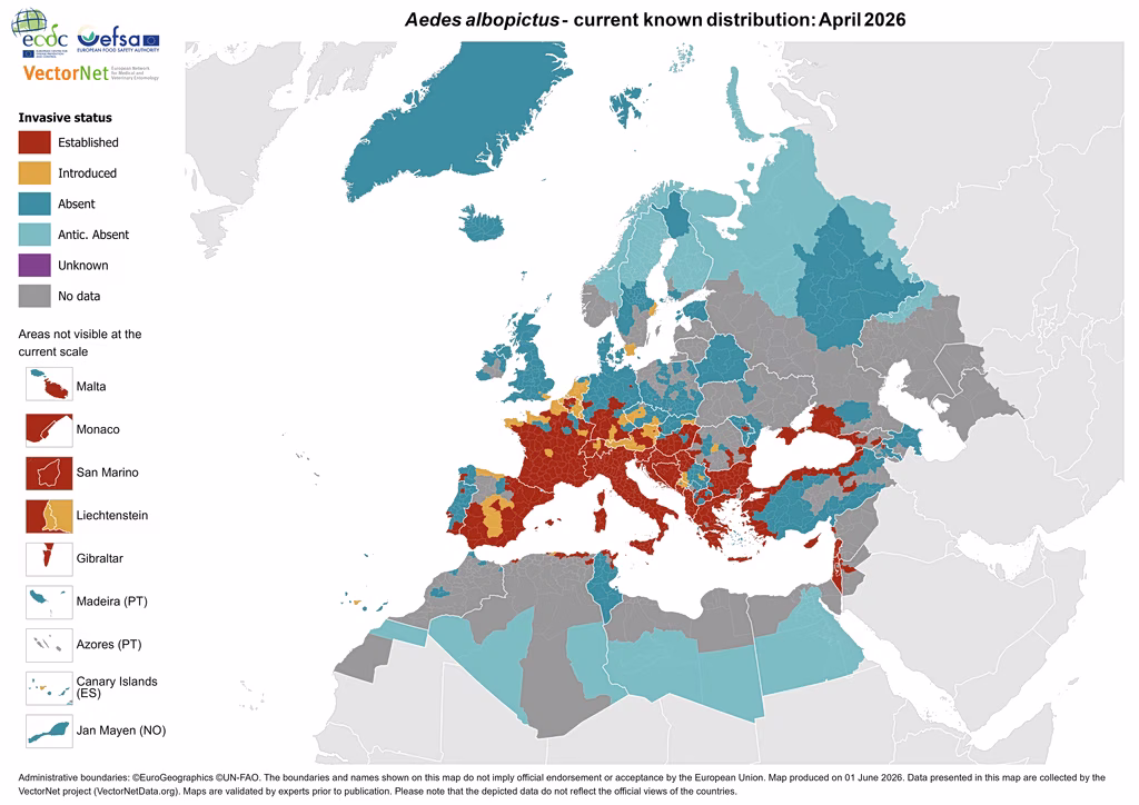 Where Has the Tiger Mosquito Spread in Greece and Europe?