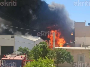 Major Blaze at Lumber Facility in Heraklion Burns Homes (video)