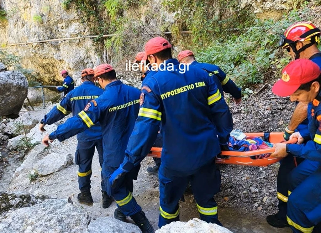 Rockfall Leaves Tourist Critically Injured at Lefkada Waterfall