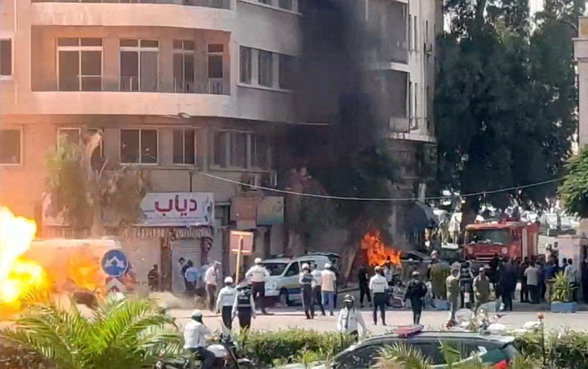 Blasts Rock Damascus During Macron's Syria Visit