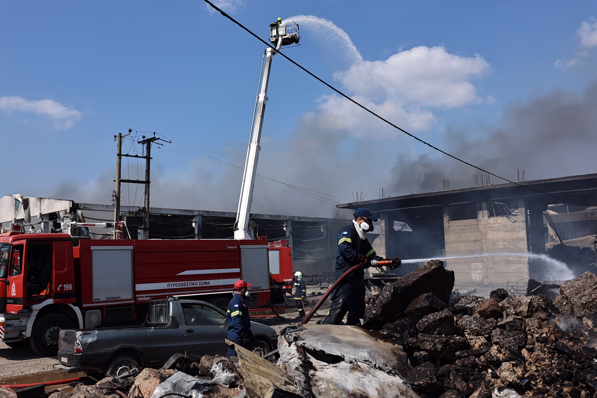 Footage Shows Moment of Explosion at Factory in Western Attica