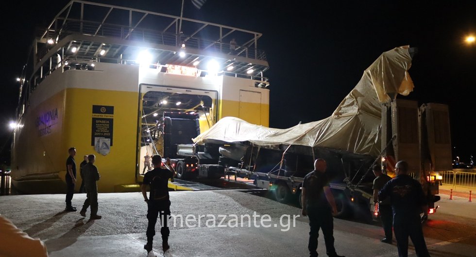 Damaged F-16 Leaves Zakynthos by Ferry After Emergency Landing
