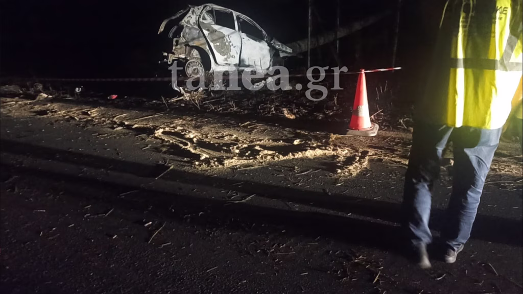 Pictures Show Burned-Out Car After Fatal Thessaloniki Crash