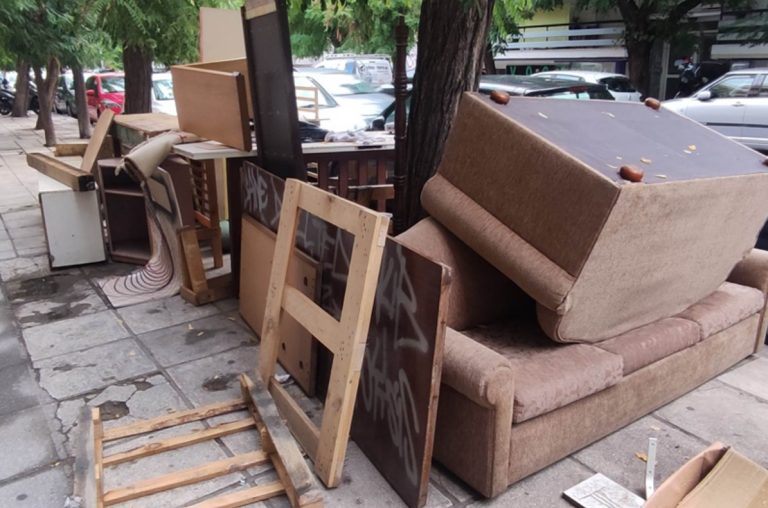 Two Men Face Charges Over Furniture Dumped in Thessaloniki