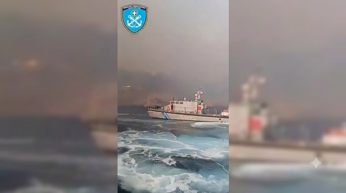 Crete Wildfire – Dramatic Video of Coastguard Rescuing People