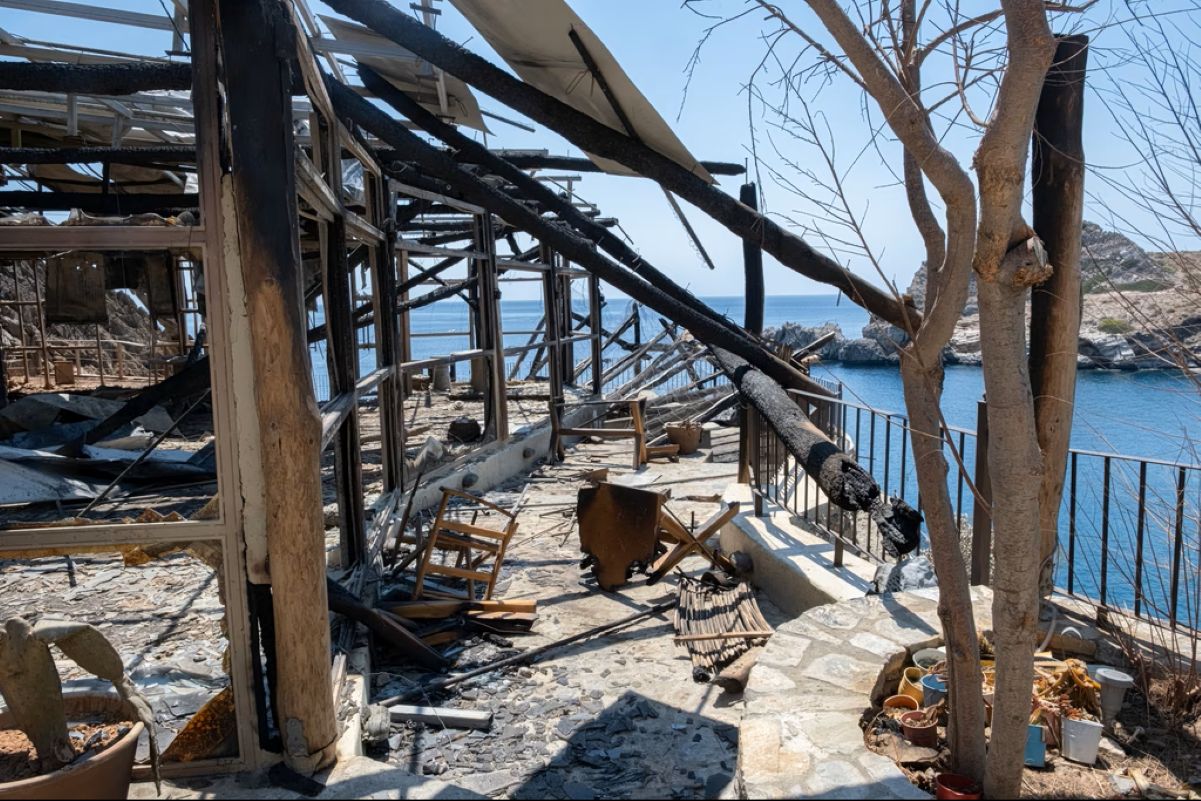 Rethymno wildfires destruction