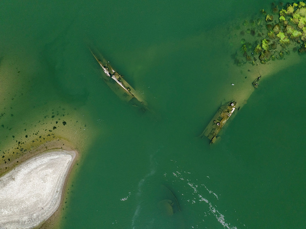 Low Danube Waters Reveal Sunken Nazi Fleet Wrecks