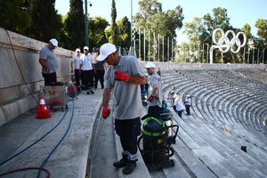 Panathenaic Stadium Marble Cleaned for First Time in 120 Years