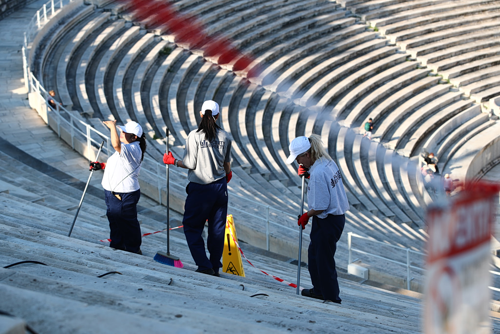 Panathenaic Stadium Marble Cleaned for First Time in 120 Years