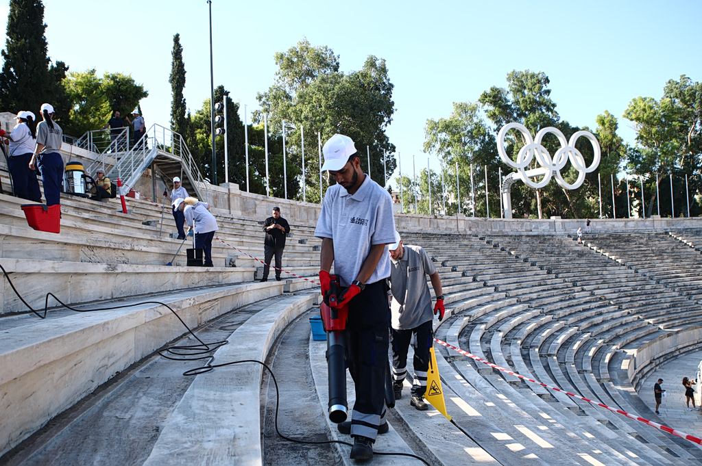 Panathenaic Stadium Marble Cleaned for First Time in 120 Years