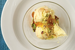 Anthotyro Ice Cream with Honey and Pistachios