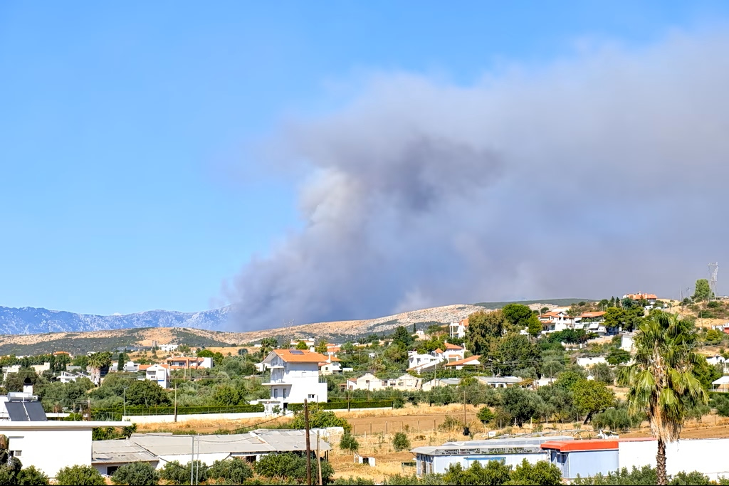 Wildfire Rages in Northern Evia; One Village Evacuated