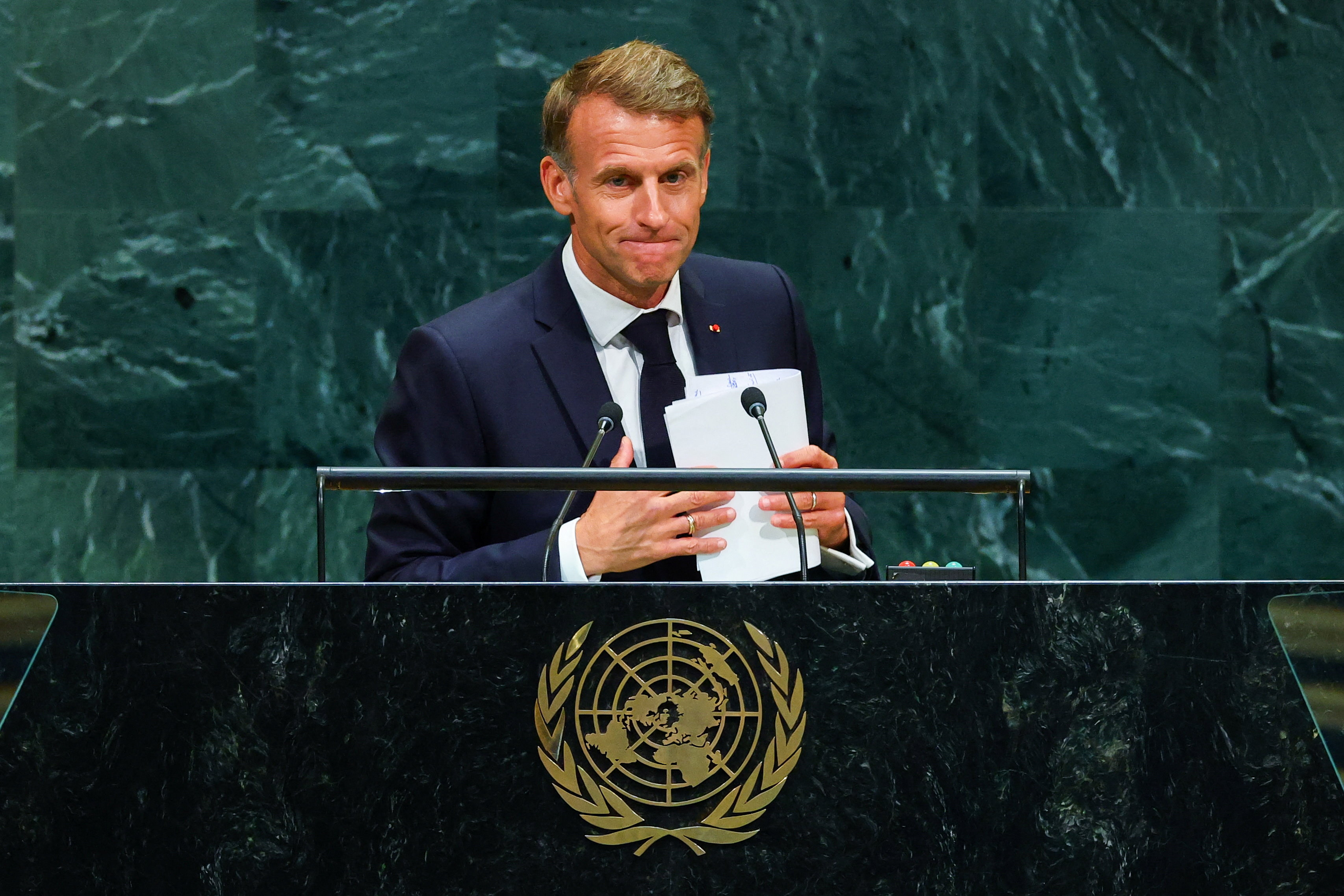 Macron Rebukes Trump’s Gaza Peace Claims at UN