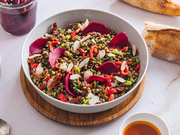 Pickled Beetroot & Lentil Salad with Sun-Dried Tomato Dressing