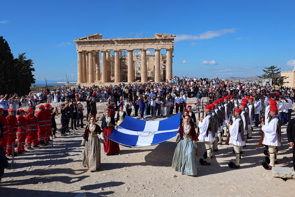 82 Years Since The Liberation Of Athens: Flag Raised On Acropolis