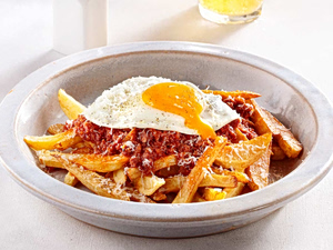 Crispy Fried Potatoes with Egg and Sausage