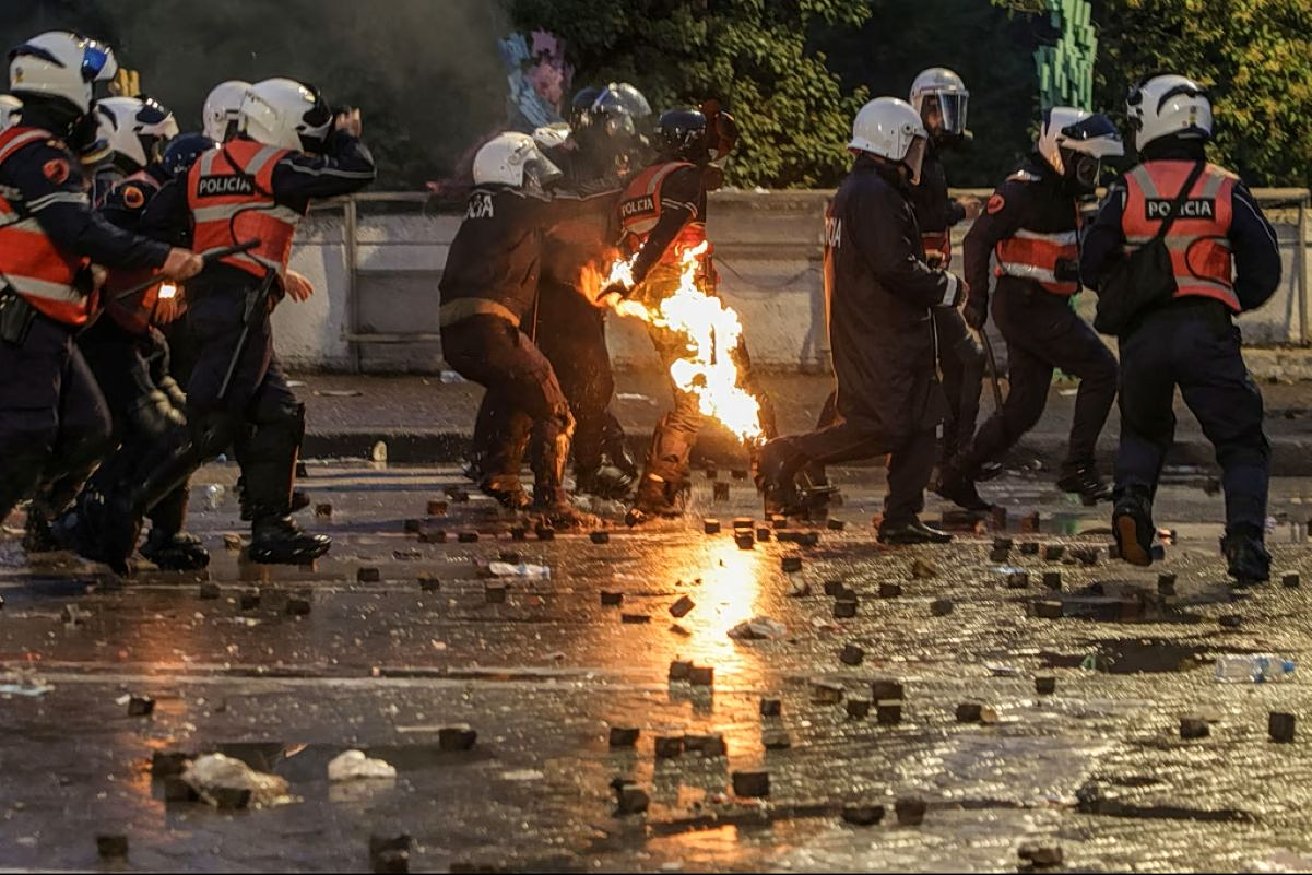 protests Italy Albania